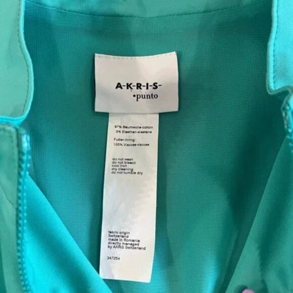 Akris Punto High Neck Zip Front Fit & Flare Dress in Teal size 12 - Picture 4 of 9